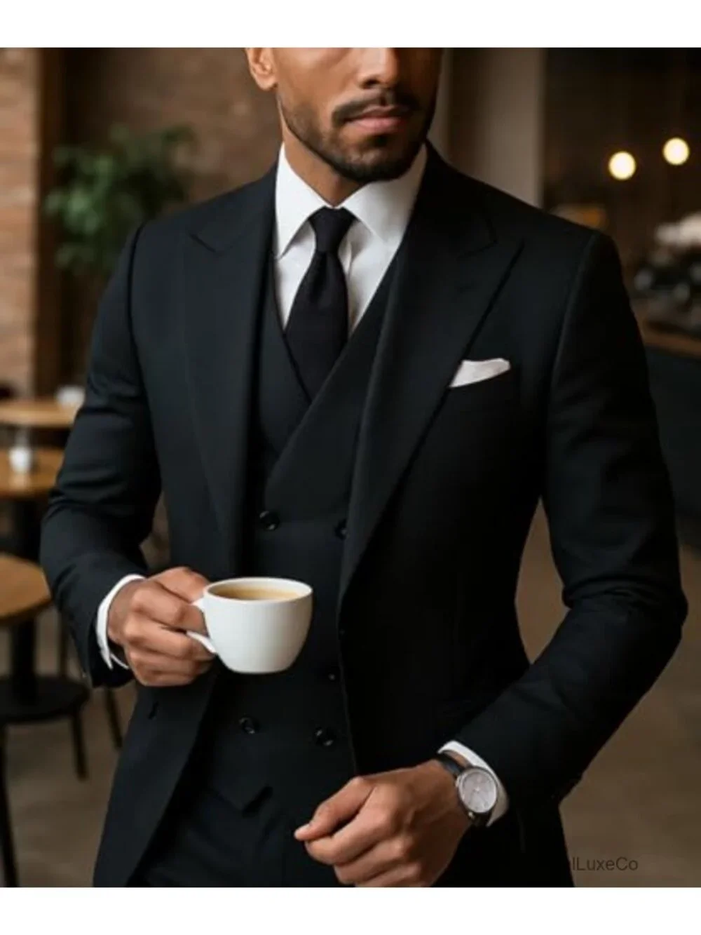 Men's 3 Piece Double Breasted Suit Regular Fit Blazer Vest Pants Wedding Tuxedo